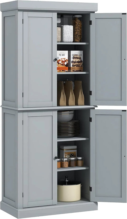 HOMCOM Armoire de rangement — avec rangement, avec Bibliothèque et étagère de rangements, réglable, 76 × 40, 5 × 184 cm, gris, avec étagères