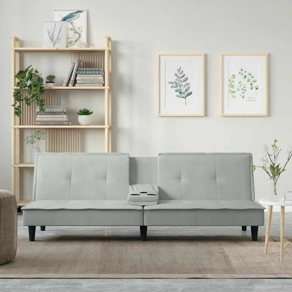 Canapé convertible et canapé-lit: avec dossier, avec port USB, réglable, 200 × 89 × 70 cm, gris, revêtement en velours