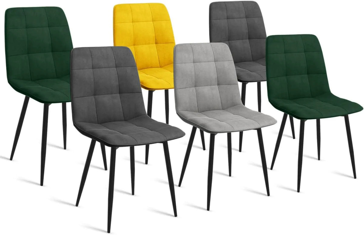 Chaise – Lot de 6, gris, revêtement en velours