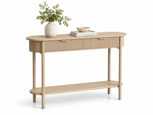 Console en bois de chêne clair avec tiroir 120 cm