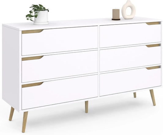 IDMarket – avec tiroirs, 6 tiroirs, 140 cm, blanc