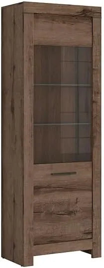 Vitrine et armoire d'exposition — en verre, affichage LED, 1 Porte, 196, 5 cm, marron