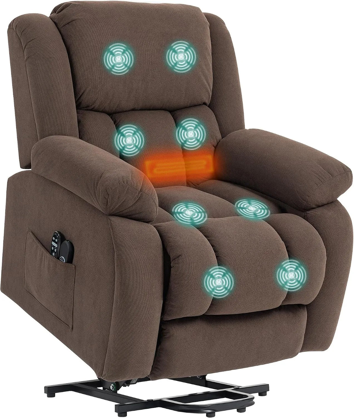 HOMCOM Fauteuil relax et fauteuil inclinable: avec dossier, avec port USB, réglable, avec télécommande, marron, avec fonction massage