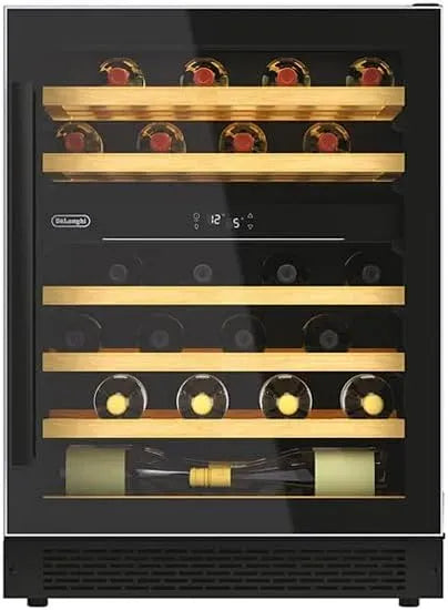 De'Longhi CA6DZ6G 8 étagères en bois, Cave réfrigérée à vin, 134 litres, 39 dB, à encastrer, sous haut
