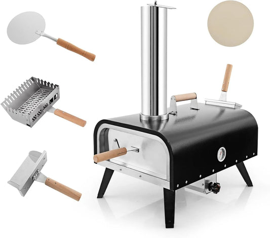 Four électrique à pizza, portable, extérieur, camping, acier inoxydable, Pelle à Pizza, pour Barbecue, Pierre pour Pizza, avec Châssis rotatif