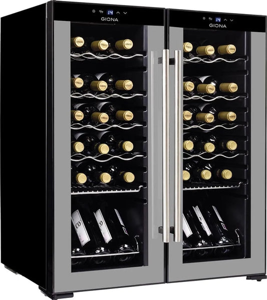 Cave à vin électrique CVG36CF2T, 36 bouteilles, 2 zones de température, noir, double zone, froid ventilé, serrure