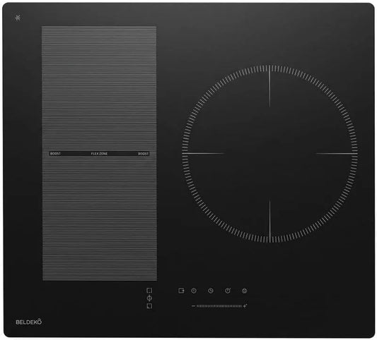 Plaque à induction, 3 foyers, 6500 W, table de cuisson à induction, noir, BELDEKO Plaque Induction 3 Feux Flex 6500W Noir Mat - Marque Française