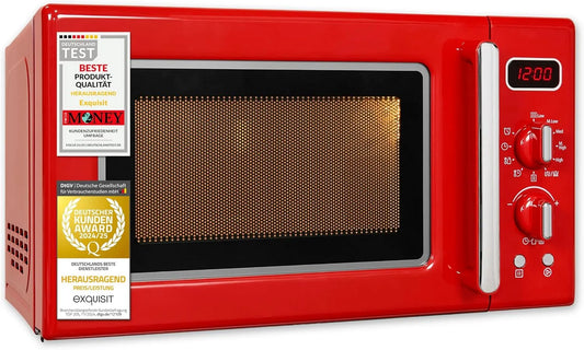 Exquisit RMW720-3GDIG Micro-ondes, 20 L, 1000 W, four micro-ondes, rouge, Exquisit Micro-ondes rétro RMW720-3GDIG Rouge 20 l Barbecue 1000 W Affichage