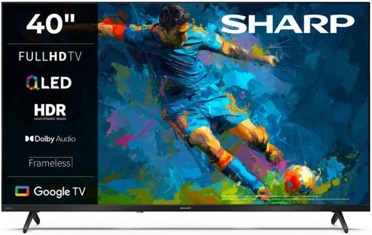 Google 40HF3365E Smart TV, 40 pouces, 60 Hz, 3 HDMI, 2 USB, téléviseur, QLED, sans cadre, Bluetooth, Full HD, noir, Son 2x8W, 40' FHD, 3x HDMI