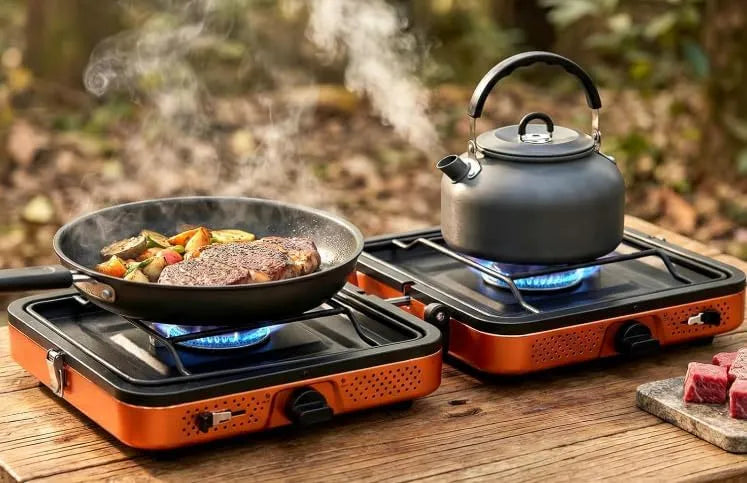 Cuisinière avec four, 4400 W, portable, extérieur, camping, Réchaud Pliable avec Allumage pour Randonnée Pique-nique Voyage