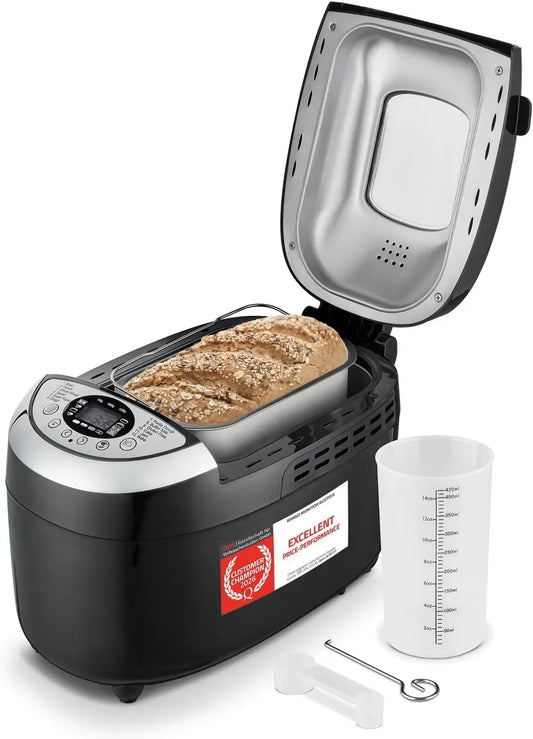 Machine à pain, 850 W, 12 programmes, 1250 g, machine à faire du pain, TZS 700-1250g, minuteur, maintien au chaud, noir