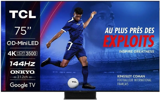TCL 75C89B Smart TV, 190cm, 144 Hz, téléviseur, 4K UHD, TV LED Tcl 75C89B QD Mini LED Dolby Vision & Atmos 2.2.2 144Hz 4K 190cm 2024