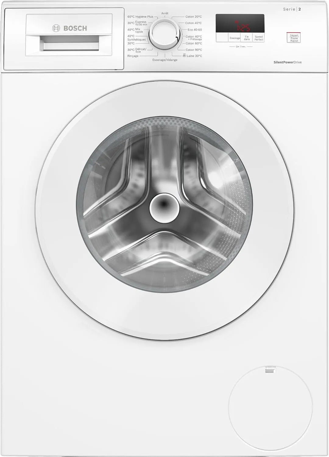 Bosch WGE02406FR Lave-linge, 7 kg, classe énergétique E, blanc, Option Speed Perfect, 1400 trs, min, Série 2, pose-libre, SilentPowerDrive, Fonction
