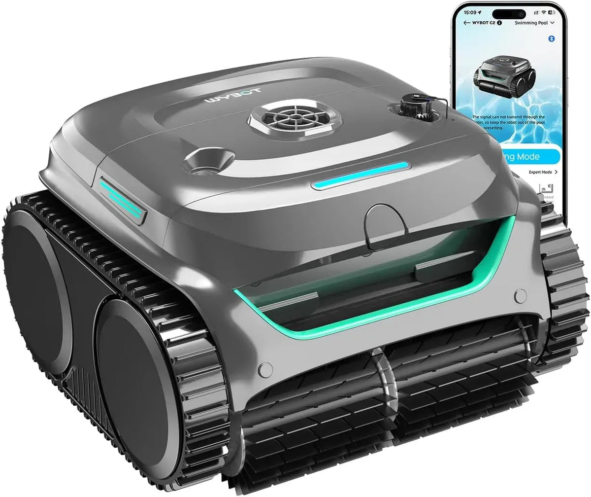 Robot, robot nettoyeur de piscine, sans fil, gris, pour Piscines Enterrées 150㎡, WYBOT