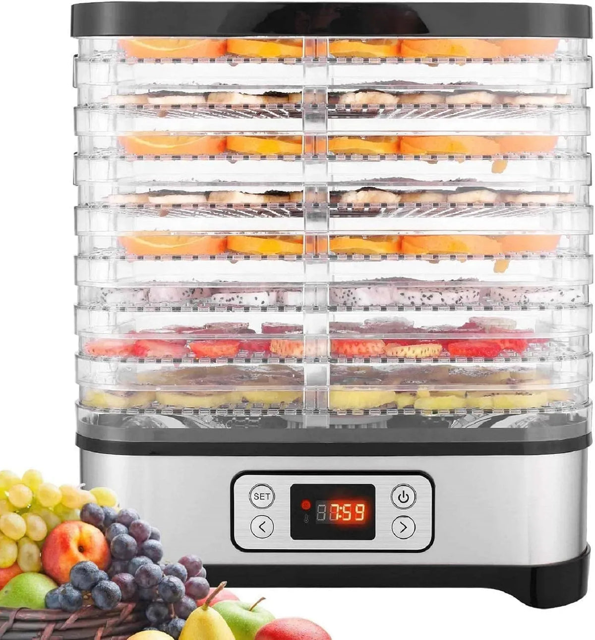 fruits et légumes, déshydrateur sans BPA pour aliments, Déshydrateur alimentaire 400 W avec régulateur de température, 8 plateaux, viande