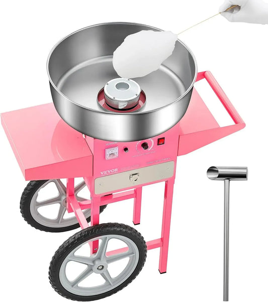 VEVOR Machine à barbe, chariot, appareil à barbe à papa, 52 cm, 1000 W, professionnel, acier inoxydable, pour fêtes d'anniversaires d'enfants