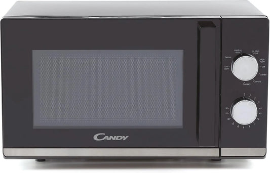 Candy CMG20TNMB Micro-ondes, 24, 5cm, 20 L, 700 W, gril, décongélation, four micro-ondes, noir, 20 litres, Noir & Silver