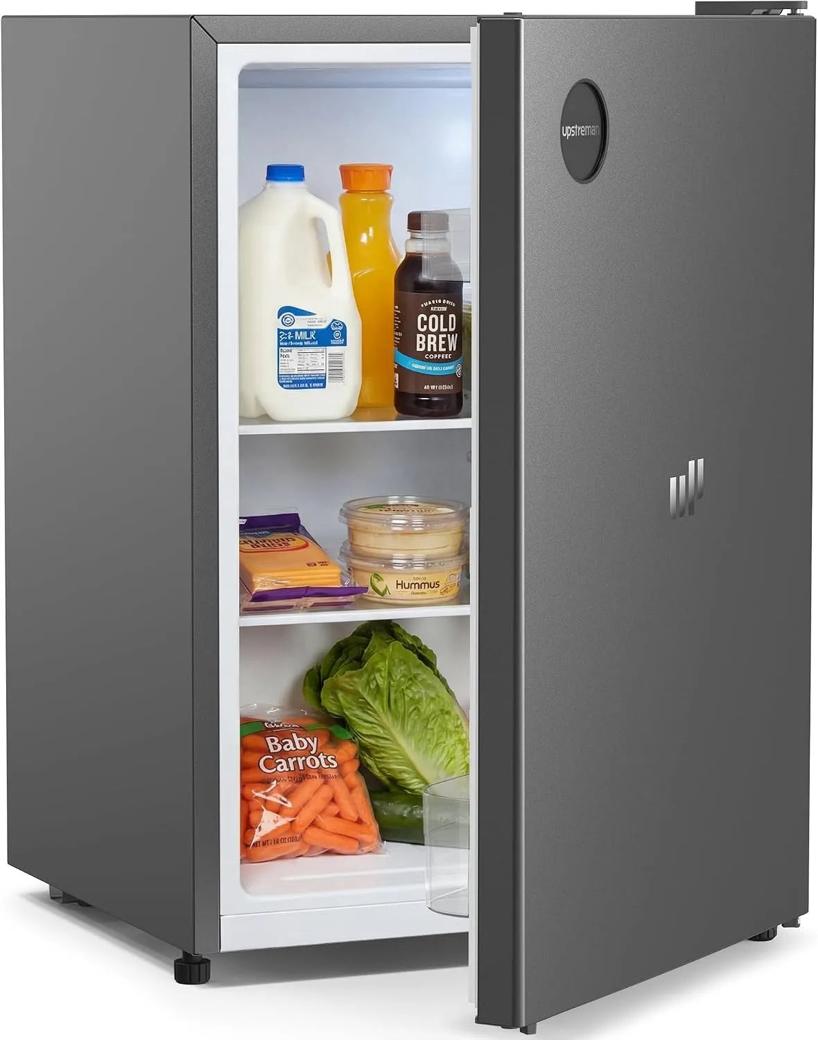 Congélateur CR71-Gris, 71 L, 1 à 10 °C, 40 dB, éclairage LED, silencieux, armoire congélateur, 7 niveaux de température 1-10°C, Upstreman 71L Petit