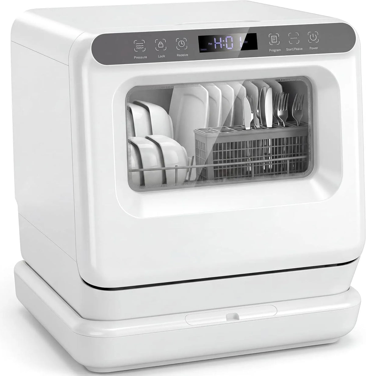 Lave-vaisselle, 6 programmes, 2 Modes d'Alimentation en Eau, 168 H Stockage, Verrouillage Enfant, pour Cuisine