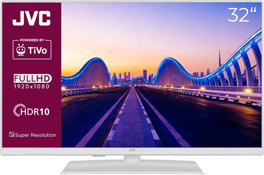 JVC LT-32VF5355W Smart TV, 32 pouces, téléviseur, HDR, triple tuner DVB-T2, S2, Full HD, 6 Mois HD+ Inclus