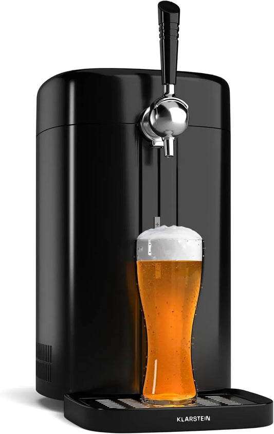Klarstein Évier de cuisine, 5 L, 3 à 12 °C, noir, Système de Pression CO₂, Refroidissement Thermoélectrique 3-12°C, Fûts 5L
