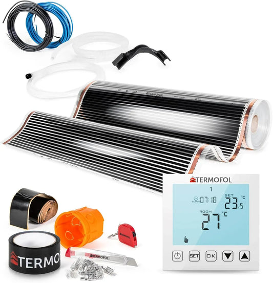 Thermostat intelligent 60W/m2, 60 W, 230 V, Chauffage d'appoint Puissance, Tapis Chauffant avec H1 Thermostat 230V, Surface 14 m²