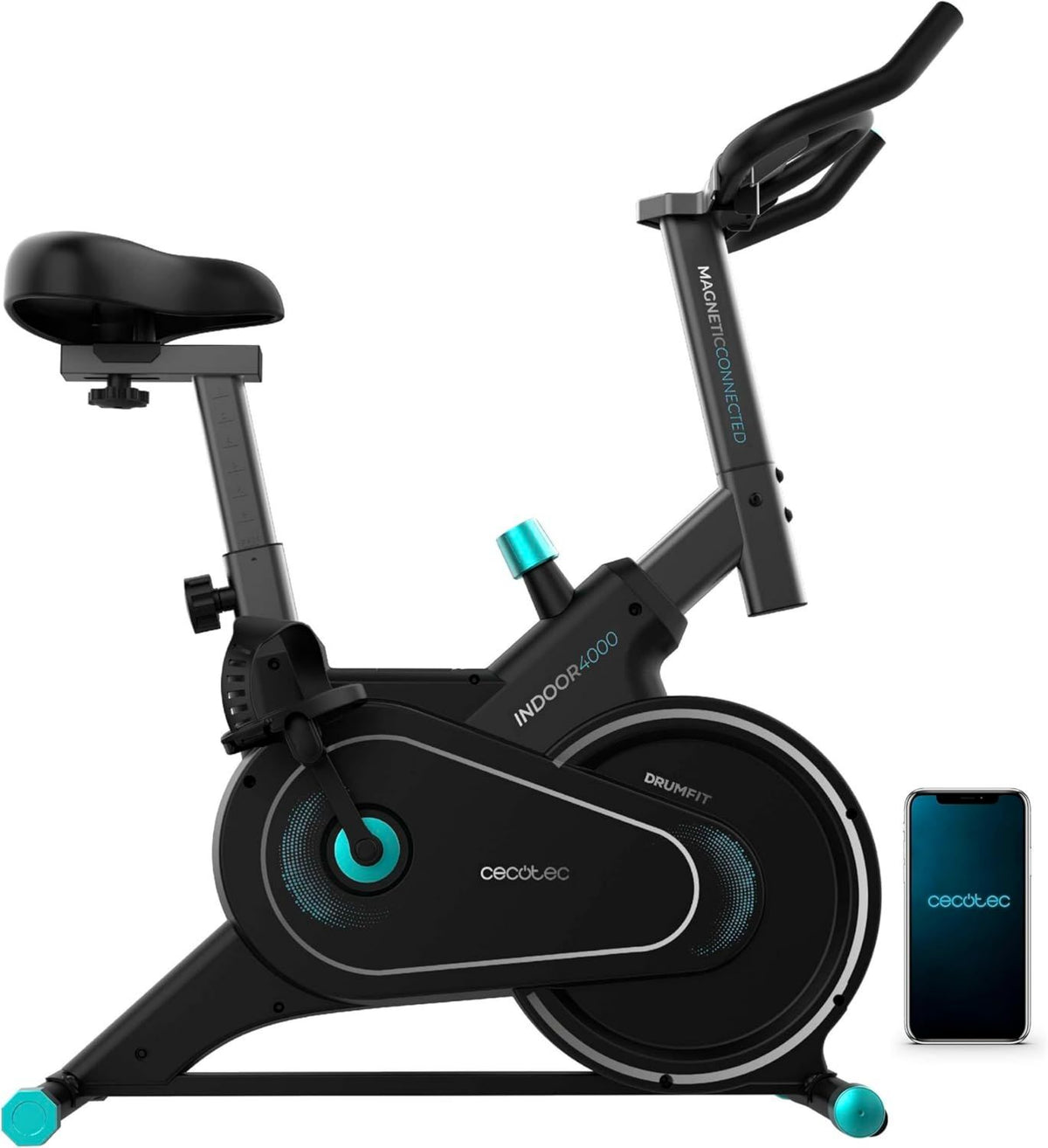 Cecotec Vélo d'appartement – résistance magnétique, résistance réglable, avec roulettes, 4 kg, 120 kg