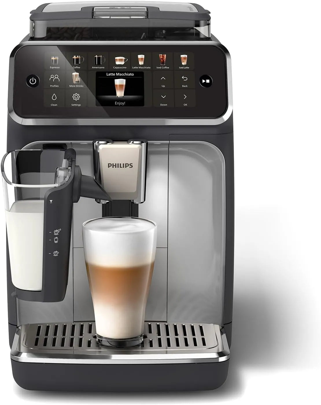 Philips 20 boissons chaudes & glacées, machine à café grain 5500, LatteGo, SilentBrew 40% plus silencieux EP5546/70, QuickStart, HomeID, Expresso