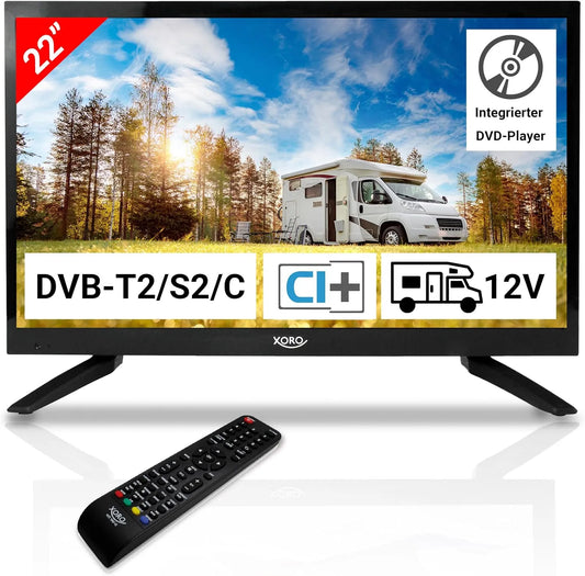 Smart TV, 21, 5 pouces, 12 V, téléviseur, triple tuner DVB-T2, S2, USB, HDTV, écran LCD, noir, lecteur DVD intégré, emplacement CI+